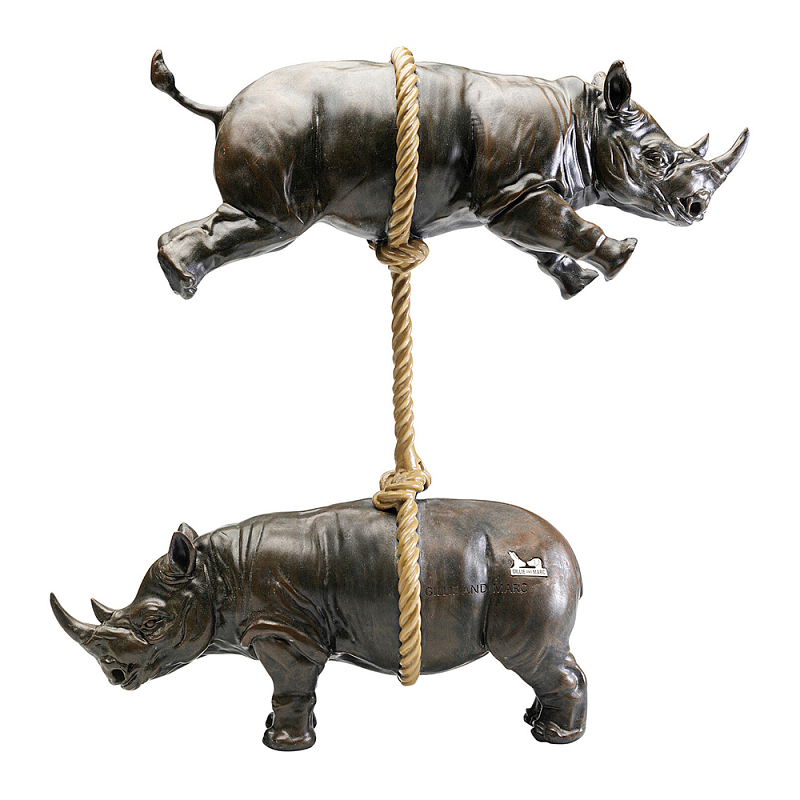 Декоративная статуя из стали Duo Rhinos Коричневый Песочный в Москве | Loft Concept 