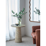 Столик приставной с круглой столешницей Textured Cream Table варинант исполнения - 7 | Loft Concept в Москве