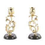 Подсвечники бронзовые на подставке из натурального камня нефрит Stone Candlestick варинант исполнения - 3 | Loft Concept в Москве