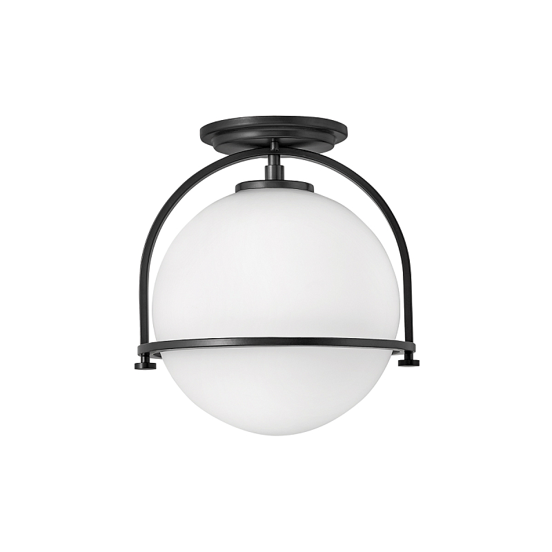 Потолочный светильник с плафоном в форме белого матового шара Hinkley Латунь Белый Никель Черный в Москве | Loft Concept 