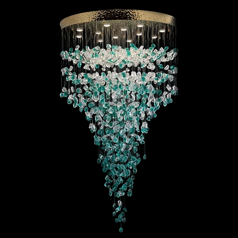Люстра зеленая каскадная Green Light CascadeDroplet Chandelier Золотой Прозрачный Зеленый Люстра зеленая каскадная Green Light CascadeDroplet Chandelier Золотой Прозрачный Зеленый в Москве | Loft Concept