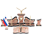 Настольный письменный набор из креноида с часами и декором в виде орла Marble Accessory варинант исполнения - 1 | Loft Concept в Москве