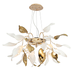 Люстра подвесная с белыми матовыми и золотыми глянцевыми листьями Wintery flovers варинант исполнения - 2 | Loft Concept в Москве