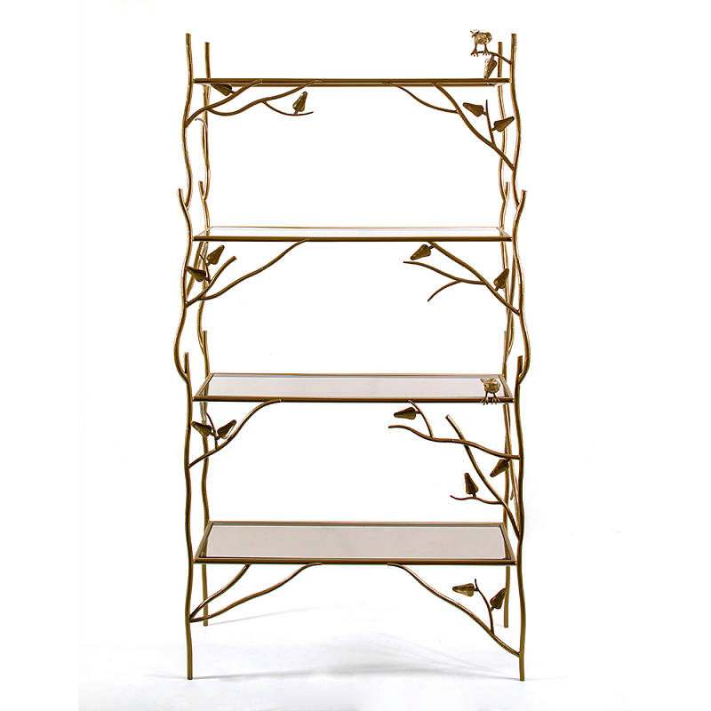 Стеллаж металлический с птичками Primavera Латунь в Москве | Loft Concept 