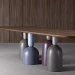 Обеденный стол деревянный с разноцветными фигурными ножками Cop варинант исполнения - 3 | Loft Concept в Москве