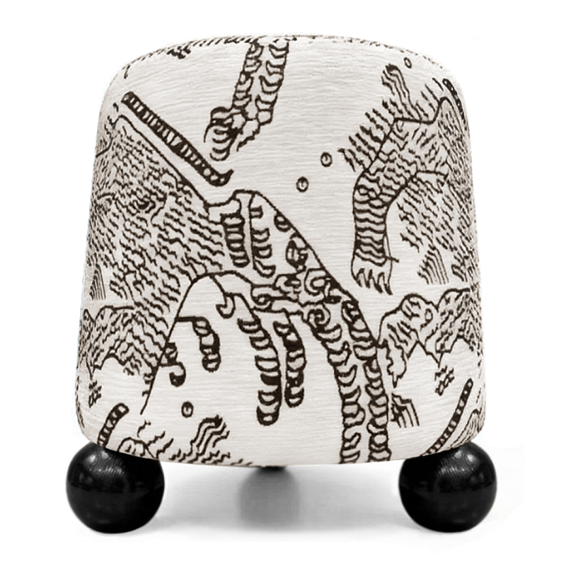 Пуф Wakonda Черно-Белый с Круглыми Черными ножками Белый Черный в Москве | Loft Concept 