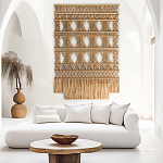 Панно на стену плетеное Макраме бежевый цвет  варинант исполнения - 1 | Loft Concept в Москве