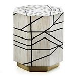 Приставной столик с инкрустацией Black and White Geometry bone bedside table варинант исполнения - 2 | Loft Concept в Москве