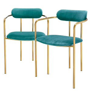 Комплект из двух стульев Eichholtz Dining Chair Singer set of 2 turquoise