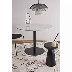 Круглый обеденный стол с белой мраморной столешницей White Tabletop on Black Base варинант исполнения - 3 | Loft Concept в Москве