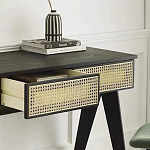 Дизайнерский письменный стол матово-чёрного цвета с 2-мя плетеными ящиками Glade Desk варинант исполнения - 1 | Loft Concept в Москве