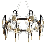 Люстра подвесная круглая черного цвета с круглыми прозрачными плафонами Virelia  варинант исполнения - 1 | Loft Concept в Москве