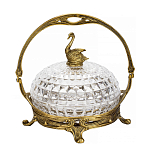 Конфетница из прозрачного рельефного стекла с ручкой и фигуркой лебедя Eden Garden варинант исполнения - 1 | Loft Concept в Москве