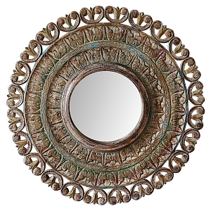 Зеркало в резной раме Manjula Grey Mango Carved Mirror