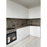 Угловой кухонный гарнитур белый и столешница под мрамор Gene Kitchen Set варинант исполнения - 3 | Loft Concept в Москве