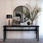 Настольная лампа с чёрным тканевым абажуром и металлическим корпусом золотого цвета Golden Arc варинант исполнения - 4 | Loft Concept в Москве