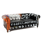 Диван Честерфильд граффити graffiti Orange Sofa натуральная кожа варинант исполнения - 2 | Loft Concept в Москве