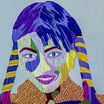 Картина с вышивкой Портрет wall panel People with the yellow ear 3 варинант исполнения - 2 | Loft Concept в Москве