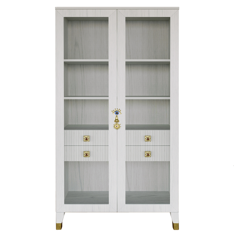 Дизайнерский шкаф витрина Elsa Dreams White с 4-мя ящиками Белый Золотой в Москве | Loft Concept 