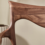 Стул деревянный с мягким сиденьем из коричневой натуральной кожи Moon Walnut Furniture варинант исполнения - 8 | Loft Concept в Москве