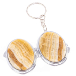 Зеркало брелок карманное двухстороннее из натурального камня Оникс Silver Stone Mirrors варинант исполнения - 2 | Loft Concept в Москве