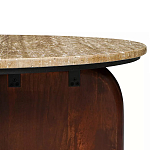 Кофейный столик с круглой столешницей на 2-х массивных деревянных ножках Tandem Travertine and Wood варинант исполнения - 3 | Loft Concept в Москве