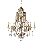 Люстра многоярусная с 12-ю лампами и стеклянными подвесками в классическом стиле Feiss варинант исполнения - 1 | Loft Concept в Москве