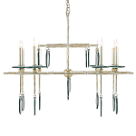 Люстра линейная с круглыми прозрачными подвесками  Horizontal Rectangular Chandelier варинант исполнения - 3 | Loft Concept в Москве