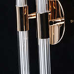 Бра с круглым основанием золотого цвета и двумя вертикальными плафонами Hex Scaffold варинант исполнения - 5 | Loft Concept в Москве