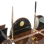 Настольный письменный набор с часами из природного камня обсидиана Oval Office варинант исполнения - 3 | Loft Concept в Москве