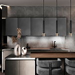 Подвесной светильник с узким цилиндрическим плафоном и золотым металлическим декором Concrete Pipe варинант исполнения - 8 | Loft Concept в Москве