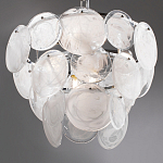 Люстра из белых стеклянных дисков на серебрянном каркасе White Glowing Reflectors варинант исполнения - 7 | Loft Concept в Москве