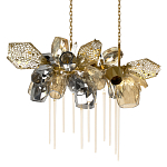 Люстра подвесная с 22-мя гранёными стеклянными плафонами с вертикальными подвесками Gilded Mirage  варинант исполнения - 1 | Loft Concept в Москве