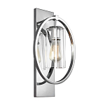 Бра цвета хром с круглой рамой и цилиндрическим прозрачным стеклянным плафоном на прямоугольном основании Feiss варинант исполнения - 1 | Loft Concept в Москве