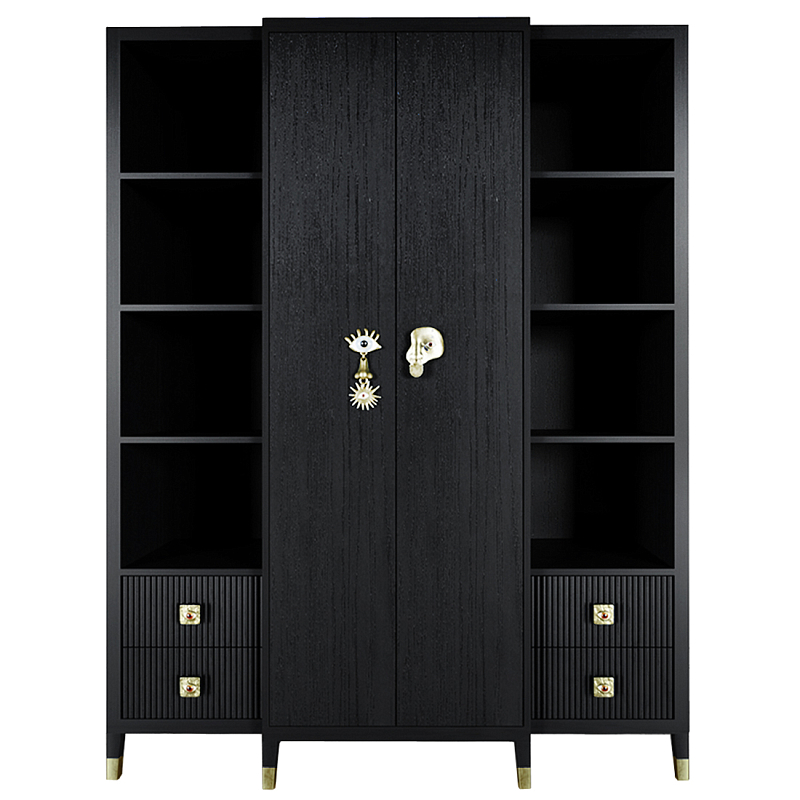 Большой шкаф с витриной Elsa Dreams Black Черный Золотой Большой шкаф с витриной Elsa Dreams Black Черный Золотой в Москве | Loft Concept