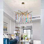 Люстра на подвесе с каркасом из металла и цветными подвесками из стекла Droplet Chandelier варинант исполнения - 1 | Loft Concept в Москве