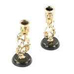 Подсвечники бронзовые на подставке из натурального камня нефрит Stone Candlestick варинант исполнения - 2 | Loft Concept в Москве