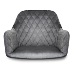 Барный стул со спинкой и подлокотниками на 4-х деревянных ножках Douglas Rhombus Серый Велюр варинант исполнения - 3 | Loft Concept в Москве