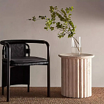 Дизайнерский журнальный стол круглый с фактурным основанием Kibul варинант исполнения - 1 | Loft Concept в Москве