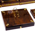 Настольный письменный набор с часами из природного камня обсидиана Royal Set варинант исполнения - 4 | Loft Concept в Москве