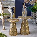 Журнальный столик с конусообразной основой и текстурной поверхностью золотого цвет Ethnic Metal варинант исполнения - 5 | Loft Concept в Москве
