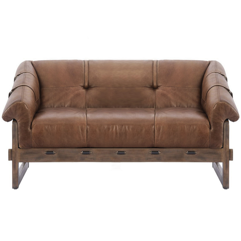 Двухместный диван Duncan винтажная коричневая кожа Коричневый винтаж в Москве | Loft Concept 