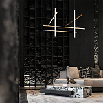 Люстра с 8-ю пересекающимися цилиндрическими плафонами на тонких тросах Trumpet tube варинант исполнения - 8 | Loft Concept в Москве