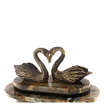 Часы настольные из натурального камня с декором в виде двух лебедей Swans Stone Clock варинант исполнения - 4 | Loft Concept в Москве