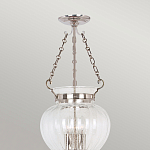 Подвесной светильник цвета никель с прозрачным ребристым стеклянным плафоном в классическом стиле Elstead Lighting варинант исполнения - 3 | Loft Concept в Москве