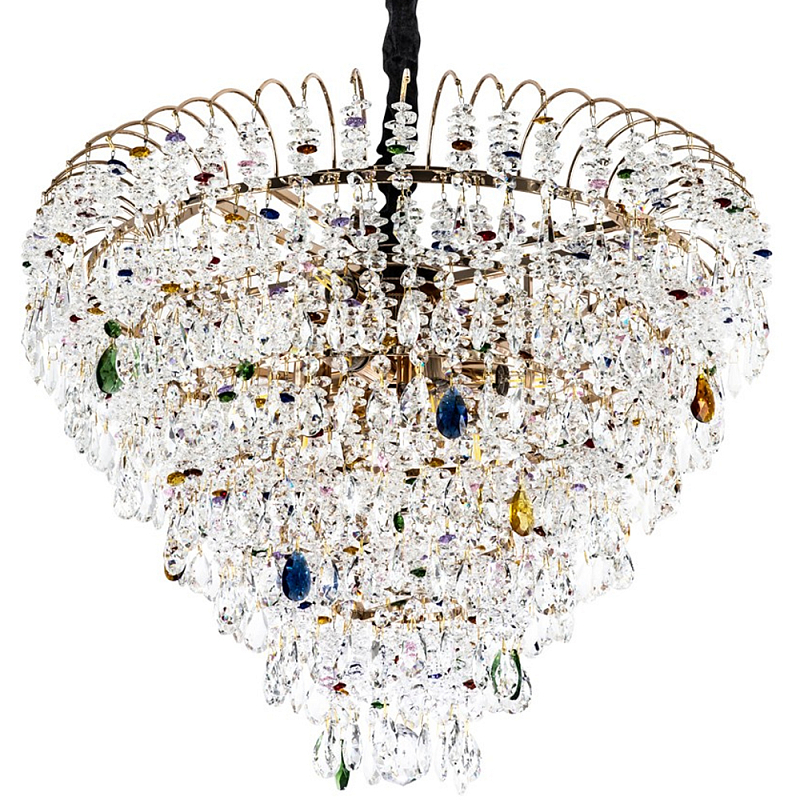 Люстра с прозрачными и цветными подвесками из хрусталя Colorful Crystals Chandelier 12 Золотой Мульти Прозрачное Стекло Люстра с прозрачными и цветными подвесками из хрусталя Colorful Crystals Chandelier 12 Золотой Мульти Прозрачное Стекло в Москве | Loft Concept