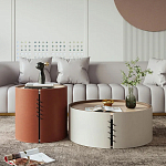 Круглый кофейный стол Baxter Leather Coffee Table варинант исполнения - 2 | Loft Concept в Москве