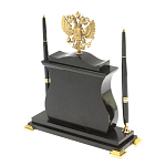 Часы настольные с Гербом России и 2-мя шариковыми ручками в комплекте Stone Clock варинант исполнения - 7 | Loft Concept в Москве