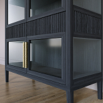 Витрина Primo со стеклянными фасадами и 2 ящиками Черный дуб варинант исполнения - 4 | Loft Concept в Москве