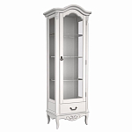 Витрина белая однодверная из массива бука с 4-мя полками и ящиком White Provence варинант исполнения - 1 | Loft Concept в Москве